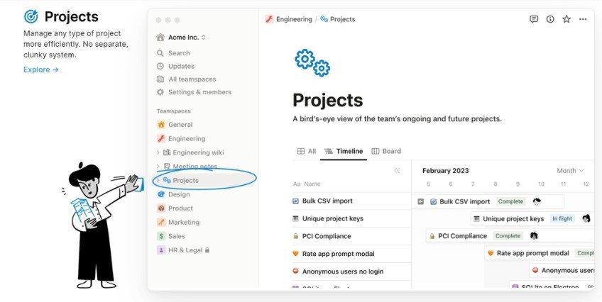 Notion projects page screenshot. 