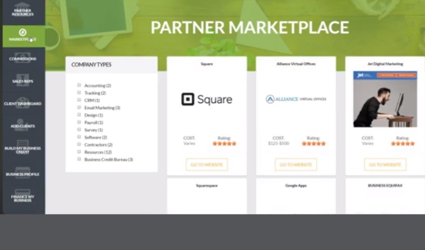 Credit Suite's Partner Program with a screenshot of the Partner Marketplace. 