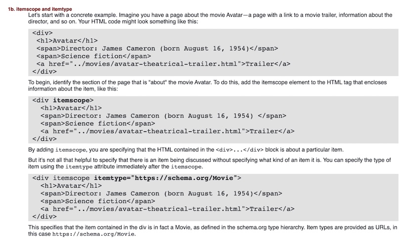 Schema example page for itemscope and itemtype. 