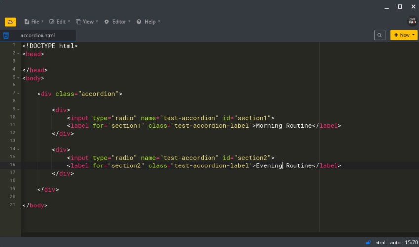 Code written for both Morning Routine and Evening Routine headers. 