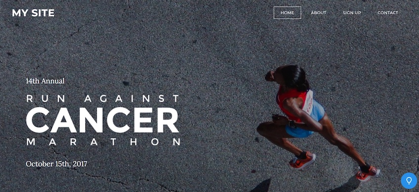 Run template from Weebly with an image of a person running taken from above. 