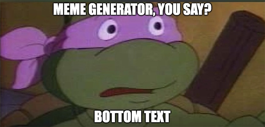 Meme that reads: "Meme Generator, You Say? Bottom Text"