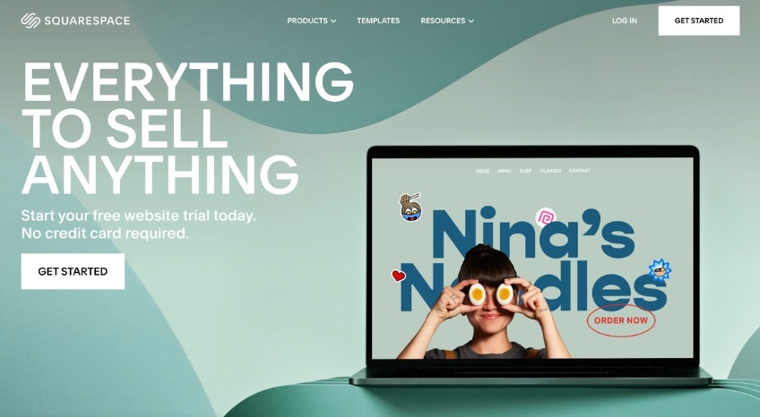 Squarespace homepage screenshot.