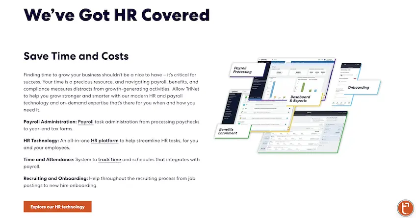 Screenshot of TriNet's HR software
