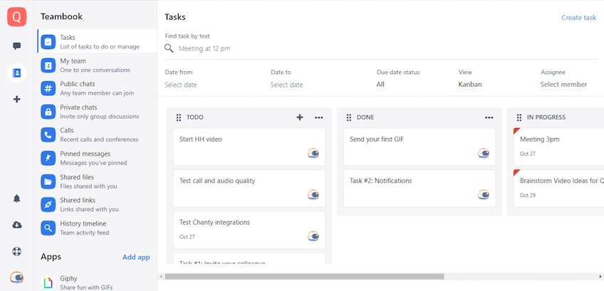 Screenshot of Chanty Teambook interface. 