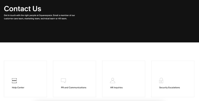 Squarespace contact options. 