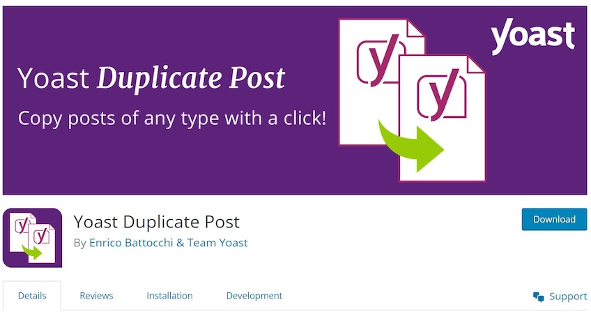 Yoast Duplicate Post plugin download page. 
