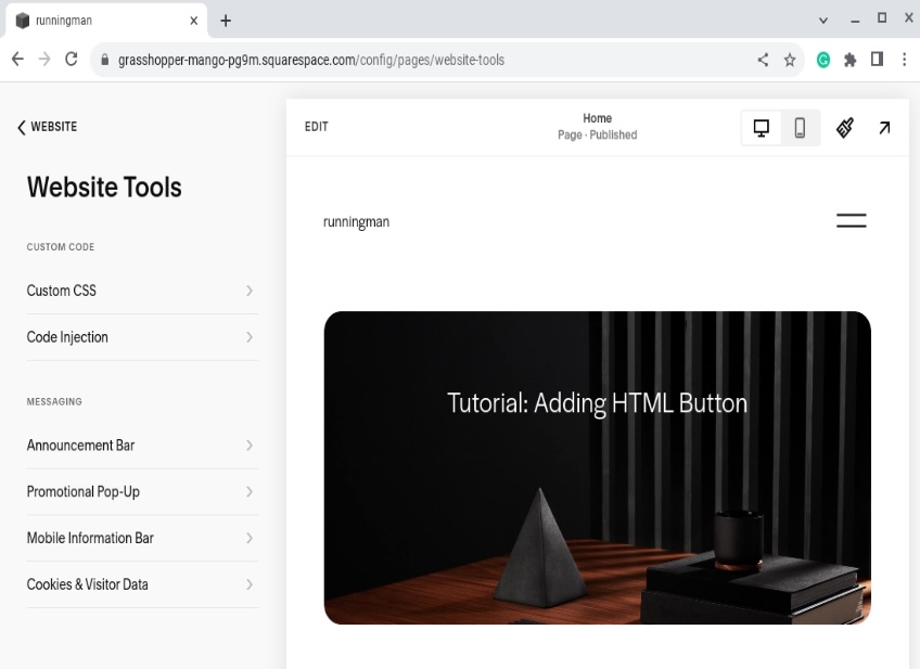Sqaurespace example site.