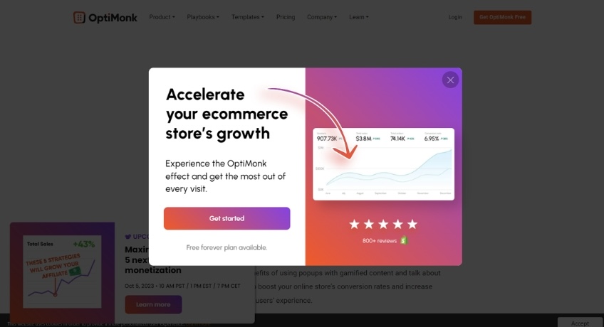 Lightbox with a "Get started" button.