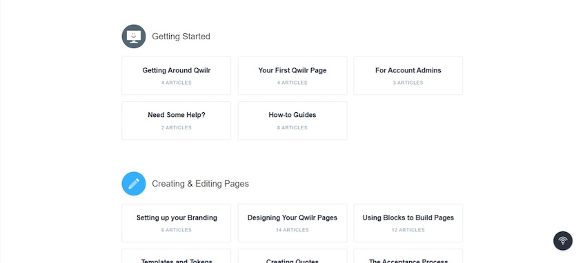 Getting started page with Qwilr. 