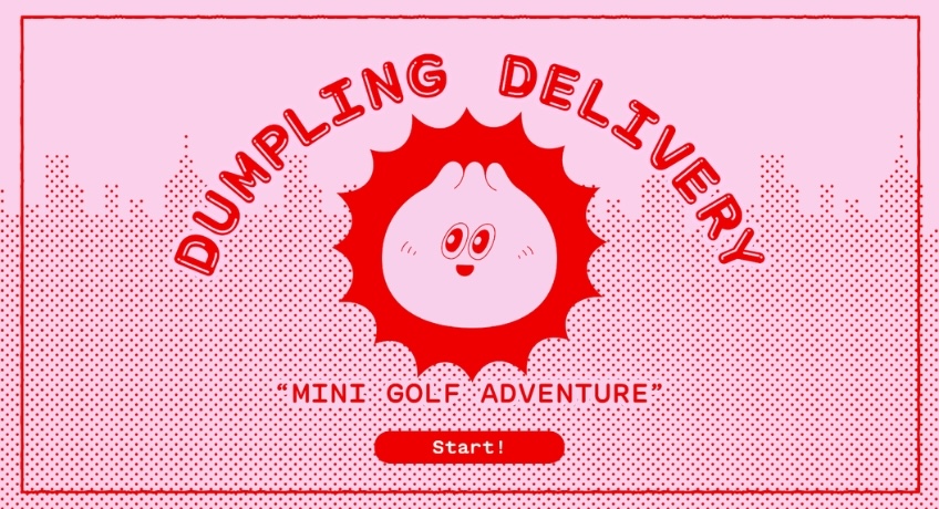 Screenshot of a dumpling game from Mailchimp with a red button to "Start!"