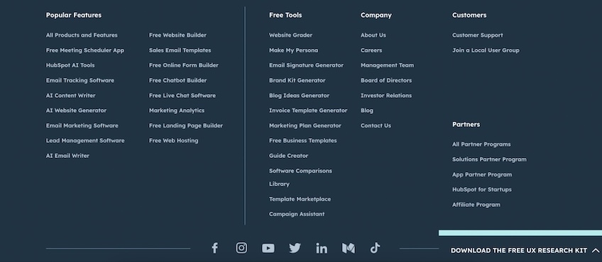 Screenshot of HubSpot footer. 
