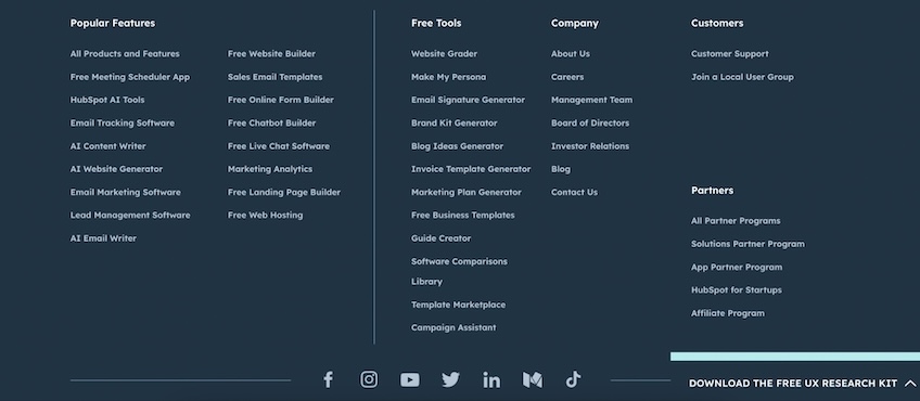 Screenshot of HubSpot footer. 