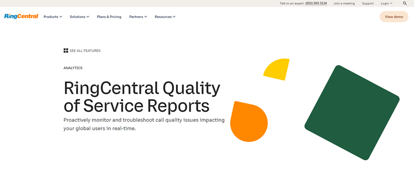 Screenshot of RingCentral Quality of Service website page that explains how RingCentral consistently delivers the highest HD quality possible