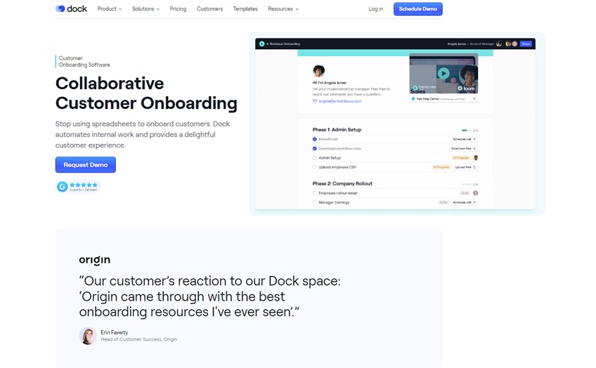 Dock request demo page. 