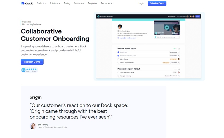 Dock request demo page.