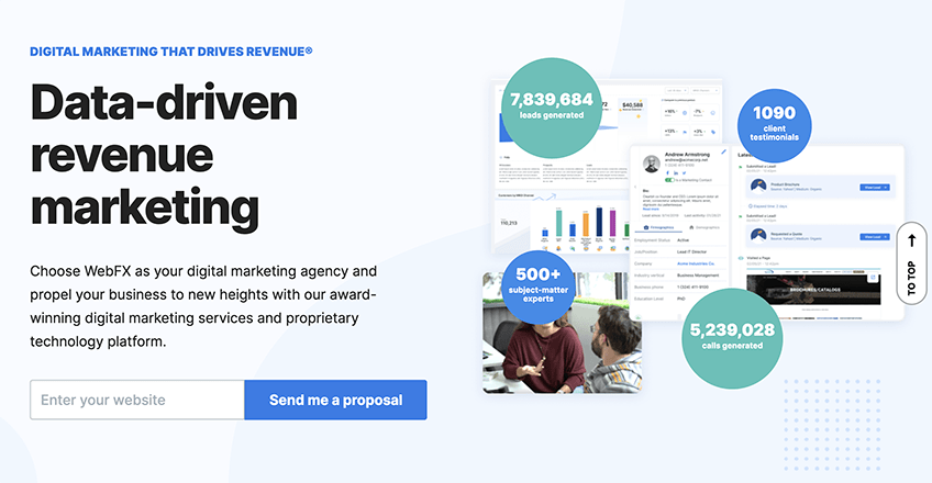 Screenshot of WebFX digital marketing webpage