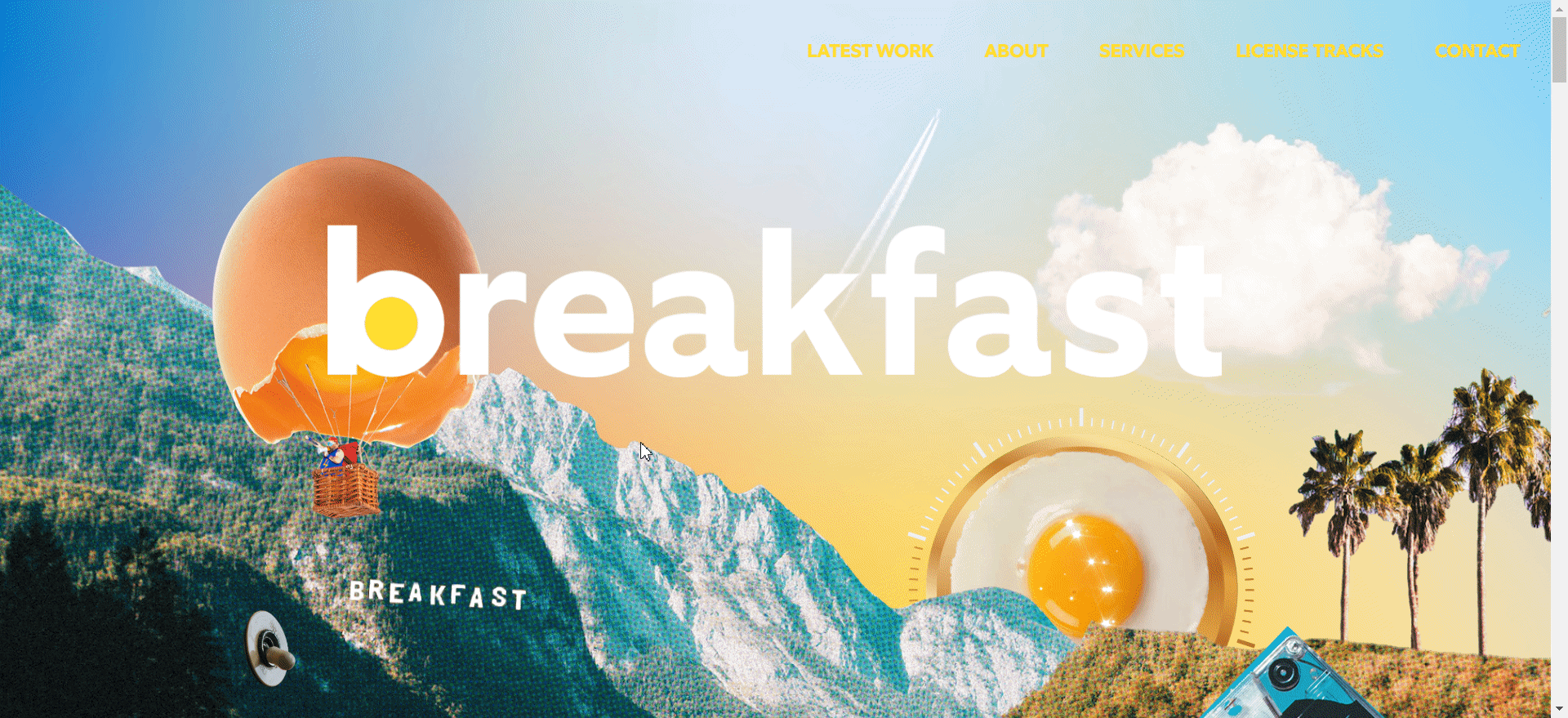 Breakfast website homepage with an interactive egg timer.