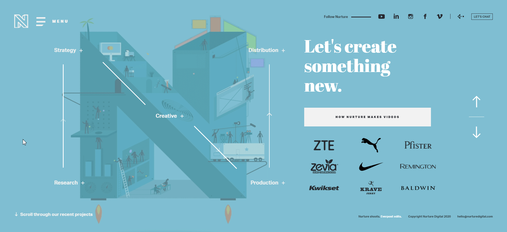 Nurture Digital webpage with a Research info box popup.