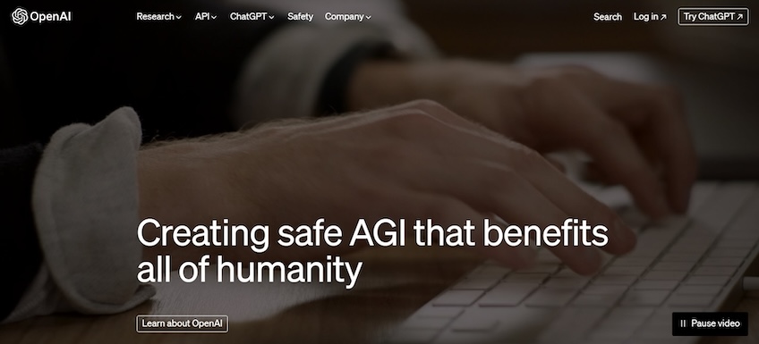 OpenAI website homepage.