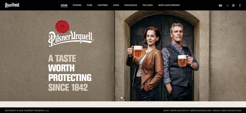 Pilsner Urquell homepage.