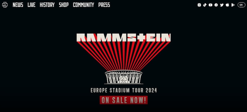 Rammstein website homepage. 