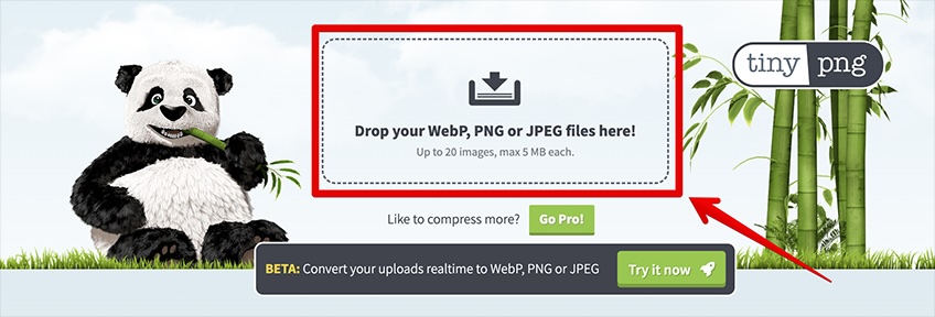 TinyPNG image compression tool. 