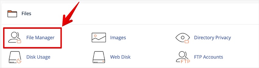 cPanel file manager selection. 