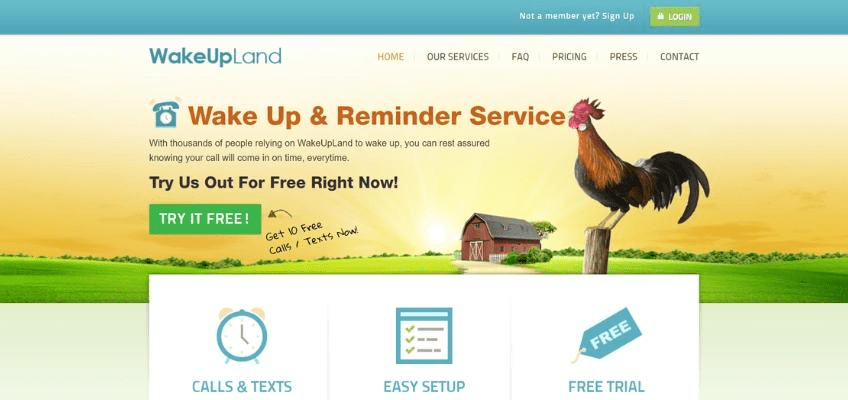 WakeUpLand homepage