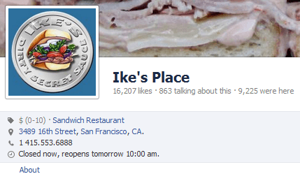 Example of a Facebook business page.